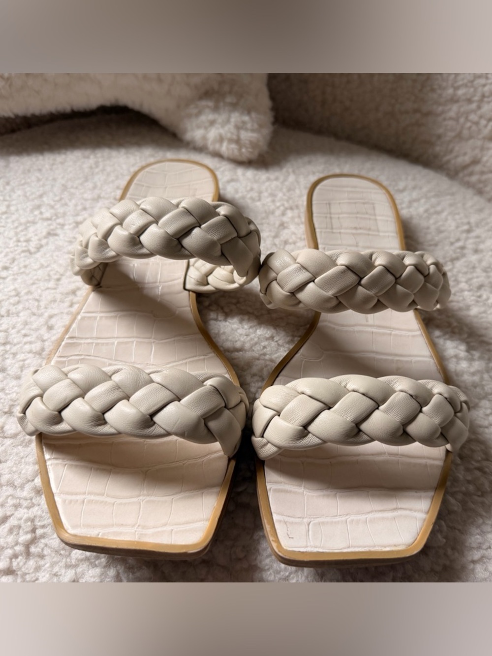 Dolce Vita Braided Double-Strap Slide Sandals in Cream